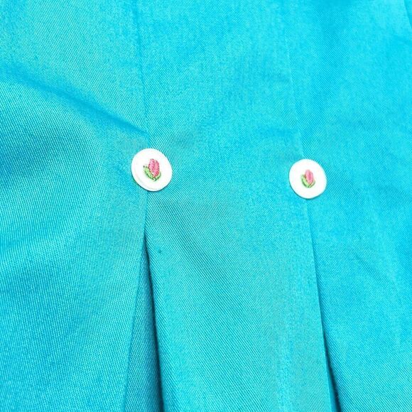 New! The Proper Peony Teal Pleated Pan Collared Spring Easter Dress Size 5 - Picture 3 of 6